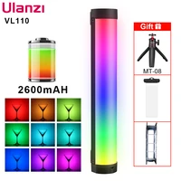 ulanzi vl110 rgb tube photography lamp kit 2500 9000k 2600mah rechargeable portable studio camping fill lighting kit for youtube