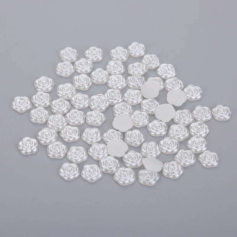 

4Size Ivory Color Imitation ABS Flower pearl Beads For Jewelry Accessories DIY Handwork Flat-back Beads