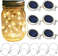 1pcs solar mason jar lids lights 2m 20 led waterproof string fairy fireflyjar lids lights for garden party wedding christmas