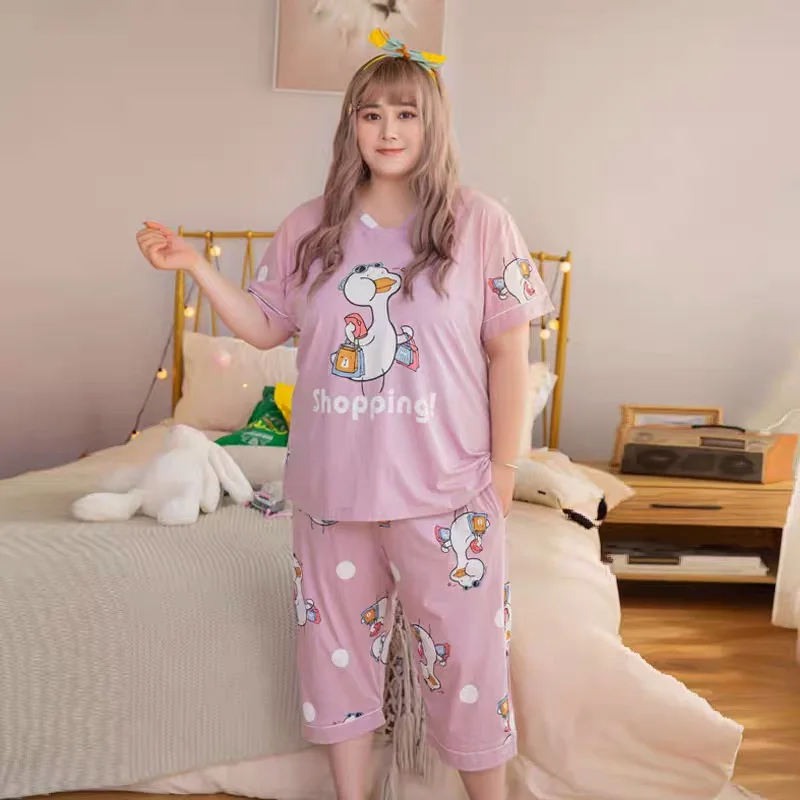 3XL 4XL 5XL негабаритных Леди Круглый воротник пуловер с милым мультипликационным