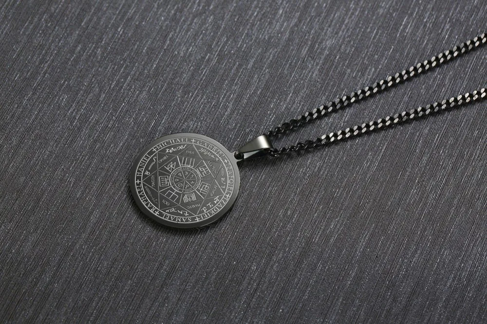 Seven Archangels Seal Talisman Angel Jewelry Волшебная оккультная Подвеска Ожерелье Габриэль Zadkiel Samael Raphael нержавеющая сталь