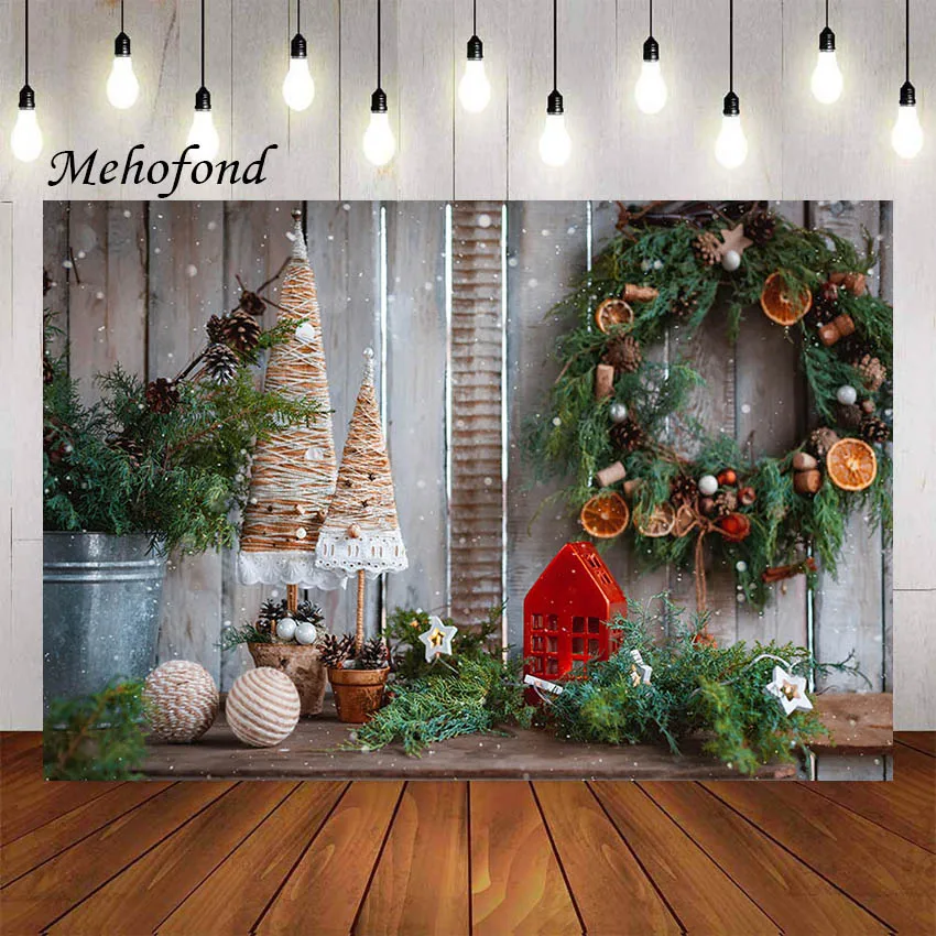 

Mehofond Photography Background Winter Christmas Wreath Toy Gift Kids Newborn Family Portrait Decor Backdrop Photo Studio Props