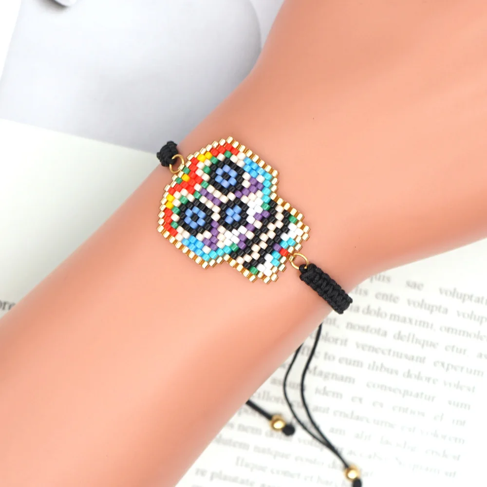 

Go2boho Halloween Skull Bracelet 2020 Fashion Handmade Miyuki Bead Jewelry Colorful Jewellery Friends Braided Rope Bracelets