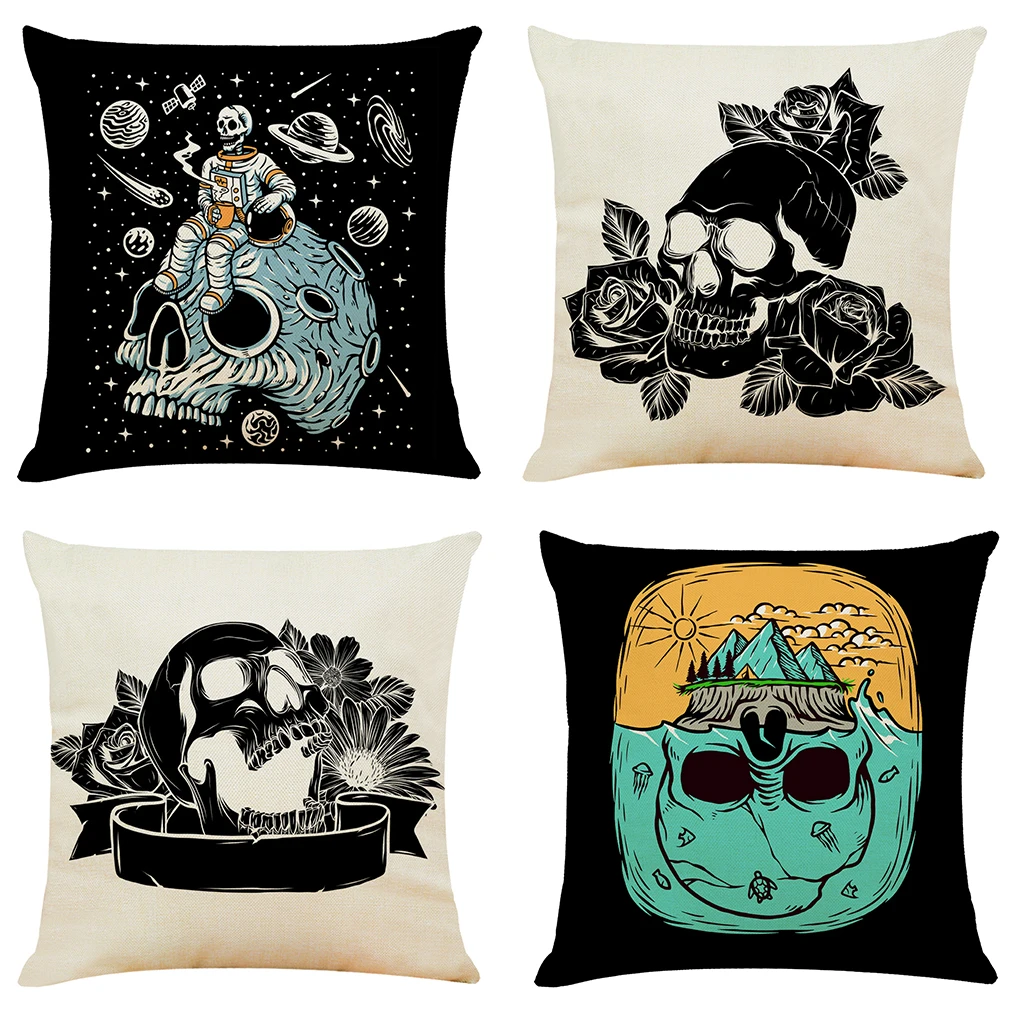 

Halloween Skull Cushion Cover Hoga Decorative Pillow funda cojines 45x45 housse de coussin Nordic Throw Pillow Cover Sofa Car
