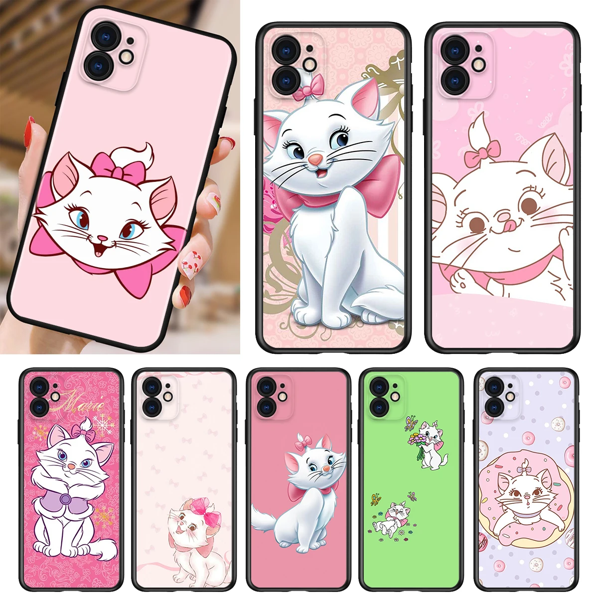 

Silicone Cover Disney Aristocats For Apple iPhone 13 12 11 SE XS XR X 7 8 6 5 S mini Plus Pro MAX 2020 Black Phone Case