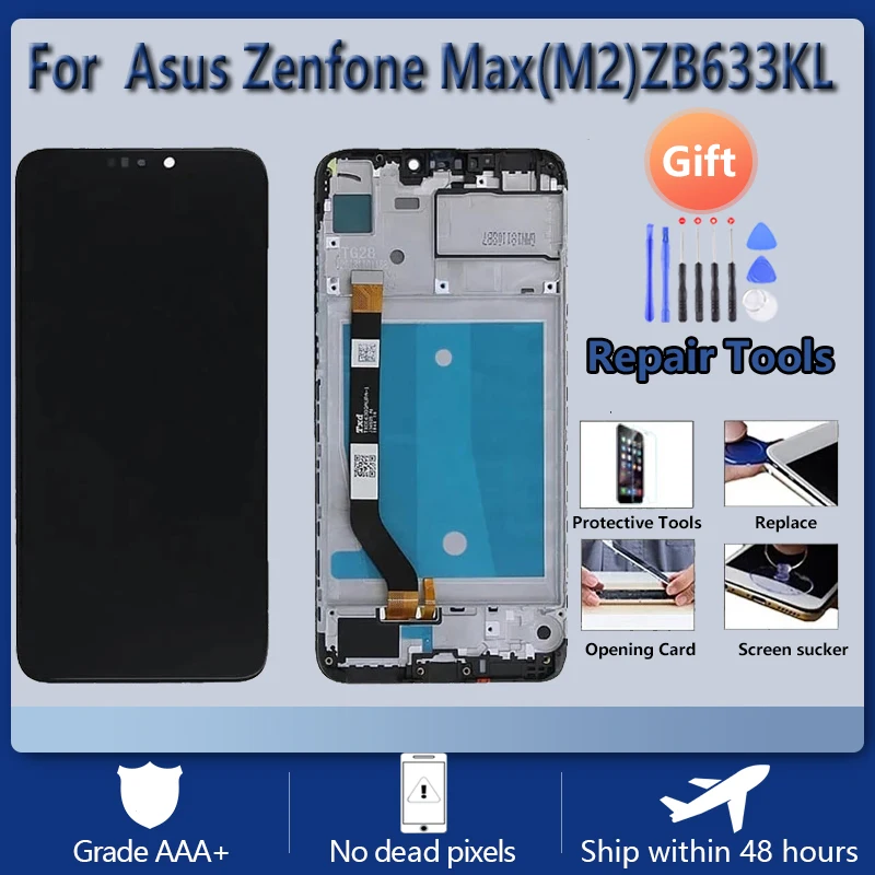 

6.26" for ASUS Zenfone Max M2 LCD ZB633KL ZB632KL X01AD LCD display touch screen digitizer assembly, frame, free tool