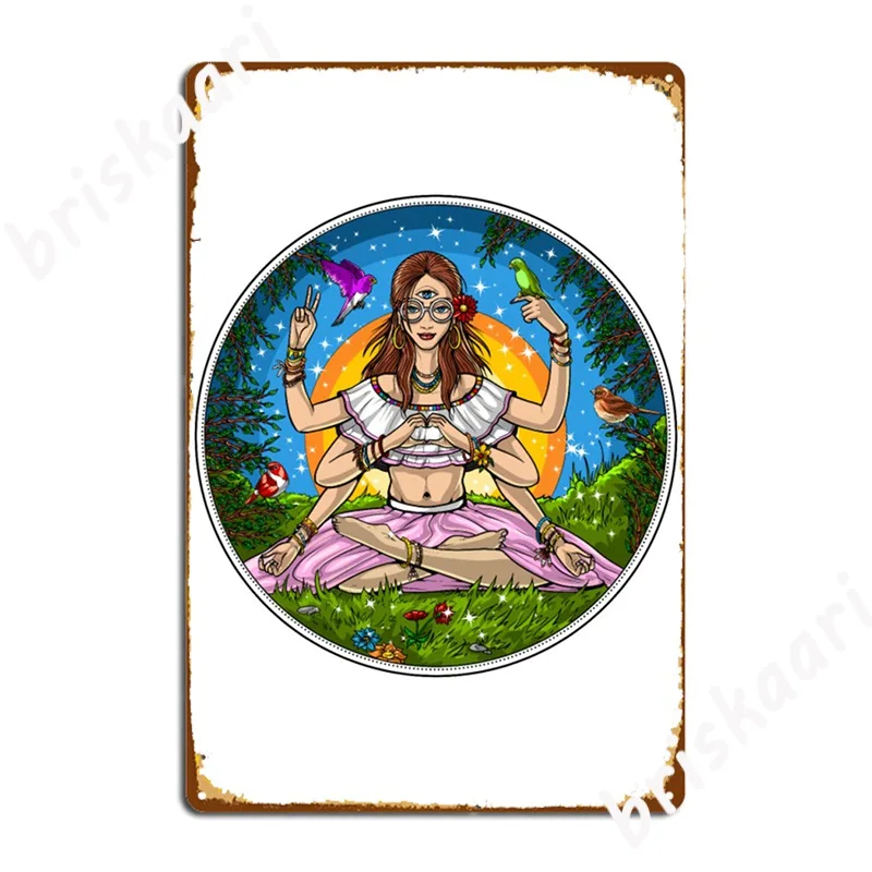 

Hippie Yoga Meditation Metal Signs Poster Retro Wall Mural Party Tin sign Posters