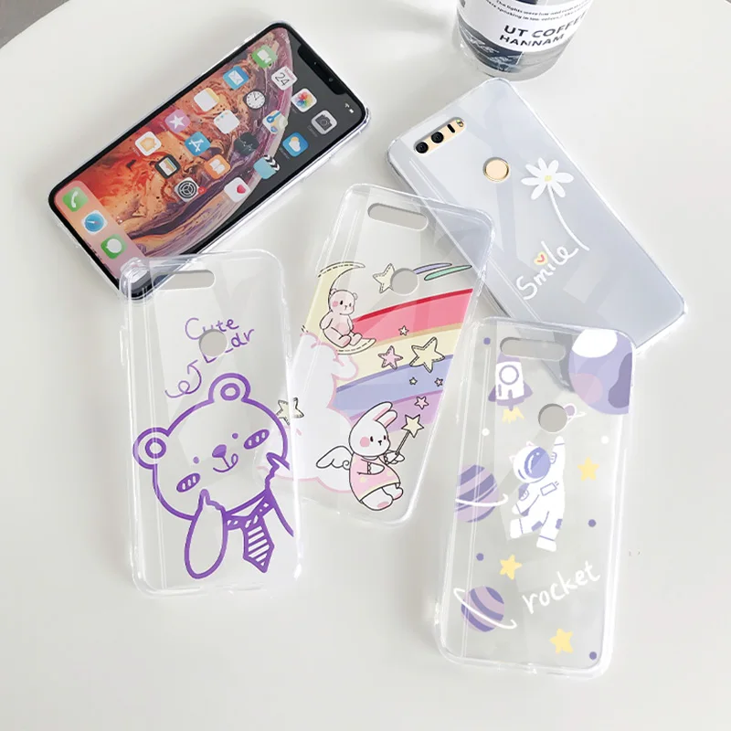 Для Huawei honor 8 Lite чехол Одежда с изображением мишки прозрачный ТПУ милых животных