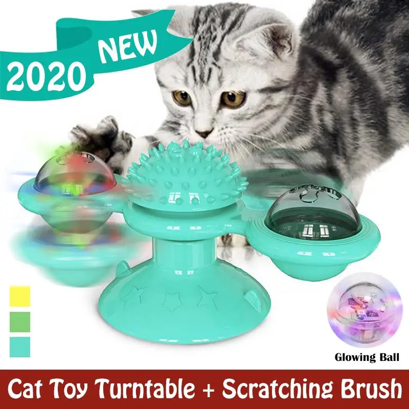 

Cat Toys Rotable Windmill Puzzle Whirling Turntable Cat Play Game Interactive Toys Cats Brush Teeth Cleaning Pet Products Catnip