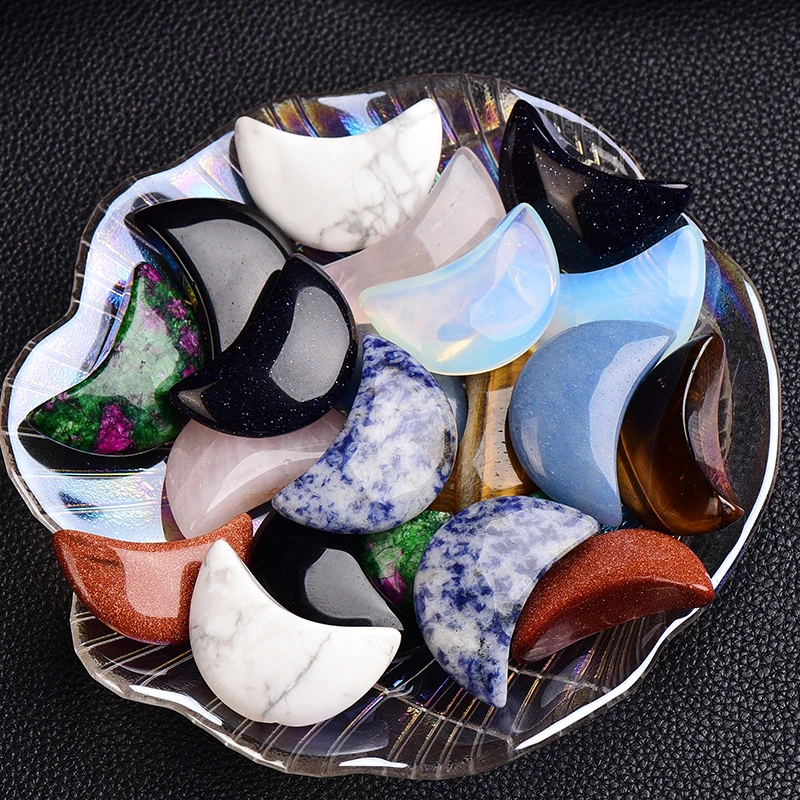 1 шт. натуральный хрустальный камень в форме Луны цветной талисман для медитации