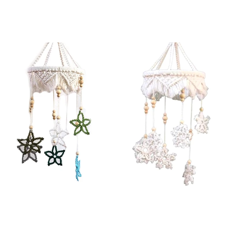 

Hand-Woven Macrame Tapestry Baby Crib Mobile Wind Chime Kids Bed Hanging Rattle