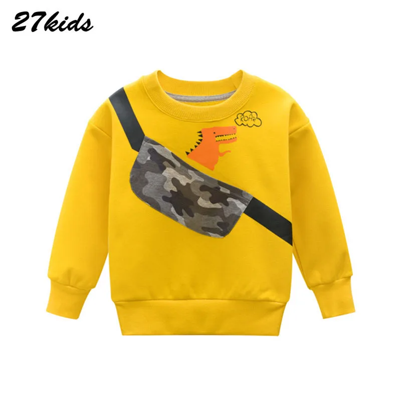 2946yellow Детский свитер с динозавром из мультфильма для мальчиков 2-9 лет, весна-осень, новая детская одежда для мальчиков и девочек, детские футболки для мальчиков, 27 - Цвет: 2946yellow