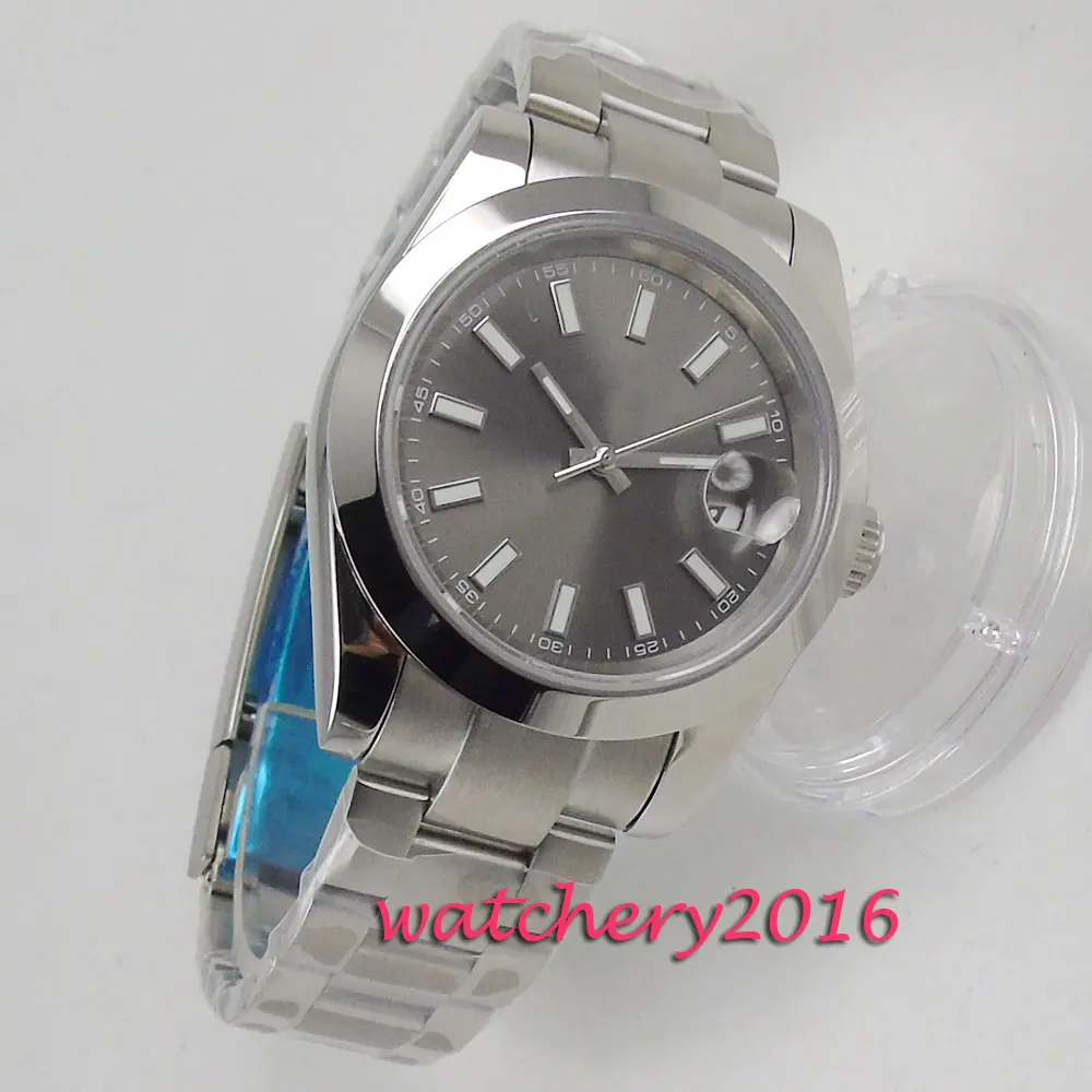 Мужские часы MIYOTA 8215 Новое поступление 40 мм серый циферблат сапфировое стекло