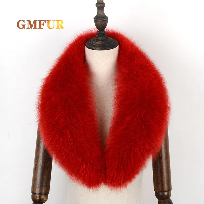 100% Real Fox Fur Collar Ladies Luxury Large Size Fashion Warm Shawl Winter Coat Jacket Scarf Women Length 110CM