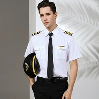 international airline garment security supervisor manager professional unique white shirt airline captain uniform pilot shirt