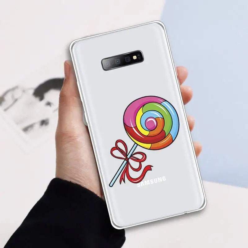 

Cartoon lollipop candy Phone Case Transparent For Samsung Galaxy A 71 21s S note 8 9 10 plus 20 ultra