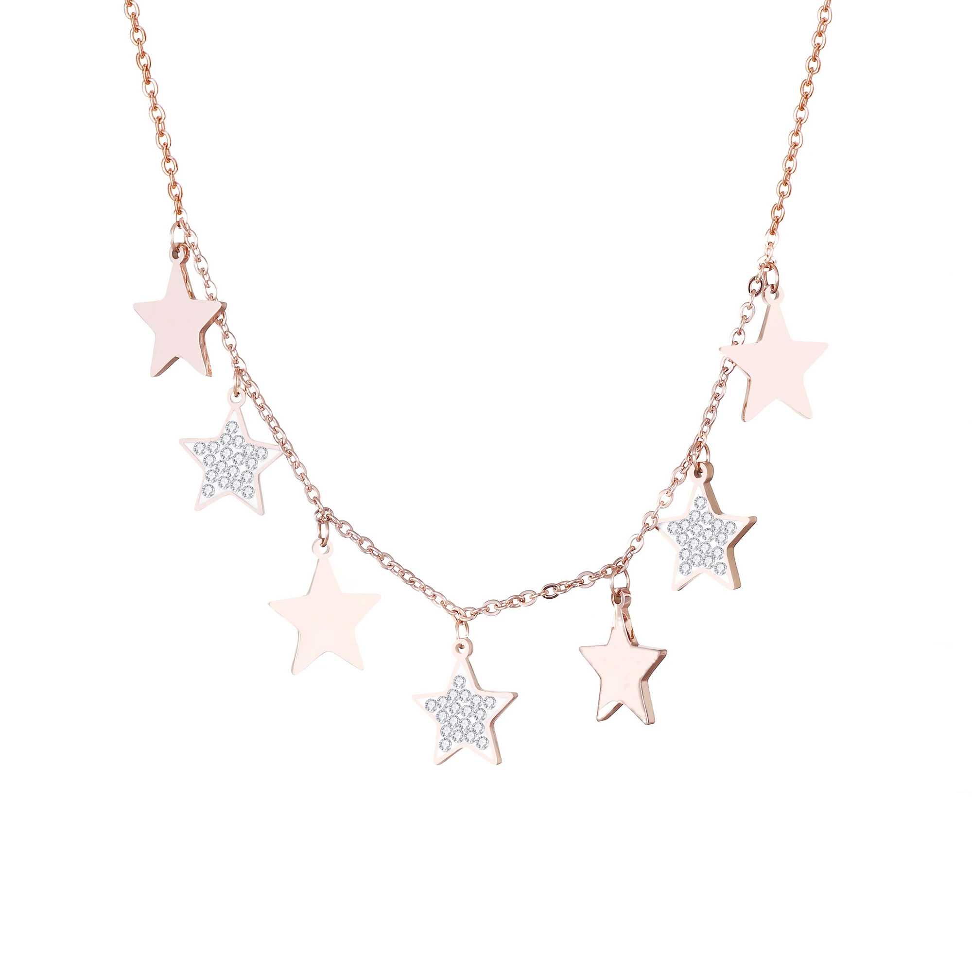 

Boho Star Chokers Necklace for Women silvery Tassel Pendant Stainless Steel Necklaces Luxury Crystal Jewelry Accessory 2020