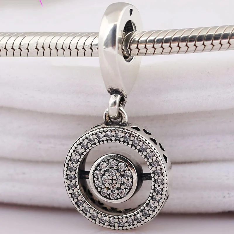 

Original 925 Sterling Silver New Style Pendant With Crystal Revolving Heart Fit Pandora Women Bracelet & Necklace Diy Jewelry
