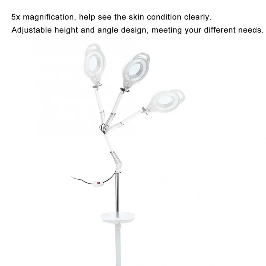 5X светодиодный увеличительный напольный светильник увеличитель со стеклянными