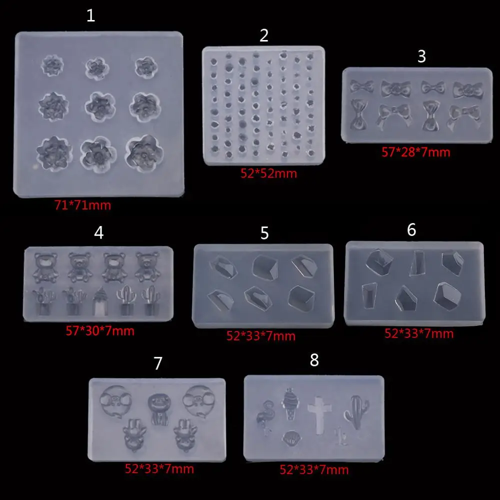 

Cute 3D Flower Gemstone Bowtie Bear Resin Mold Epoxy Resin Casting Mold Silicone Mold DIY Nail Art Craft Jewelry Tools