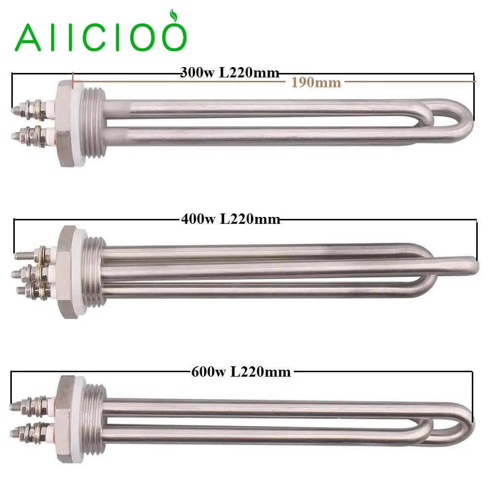 

AIICIOO DC Heater 12v Heating Element Immersion Tubular Water Heater for Liquid SUS304 DN25 300w / 400w/ 600W Thread 32mm