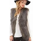 Жилет женский из искусственного меха, длинный, на осеньзиму, FS0225