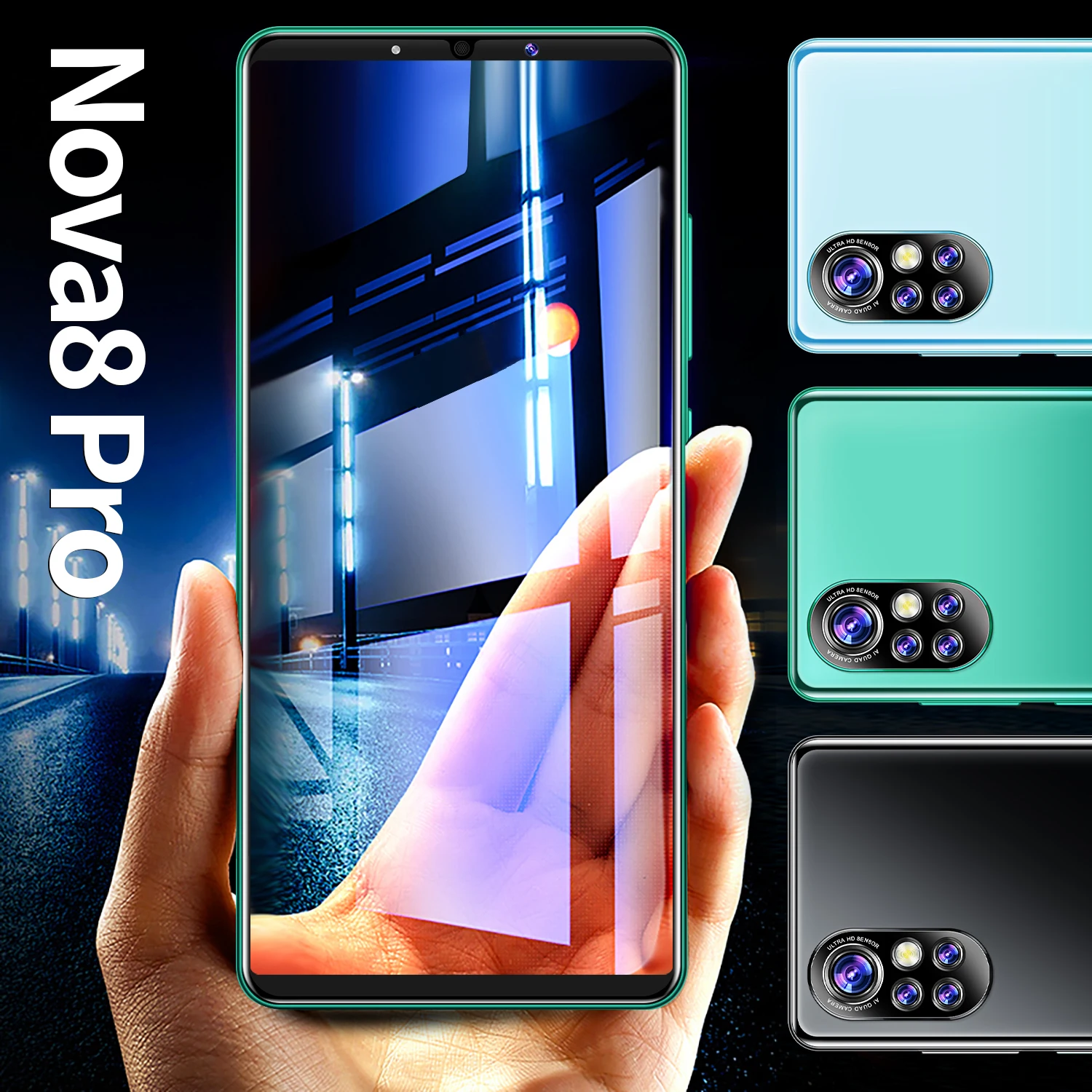 

Global Version Nova8 Pro Smartphone Cell Phone 6.1 Inch MTK6889 12GB+512GB 24M+32M 5200mAh 5G Network Mobile Phone Android 10