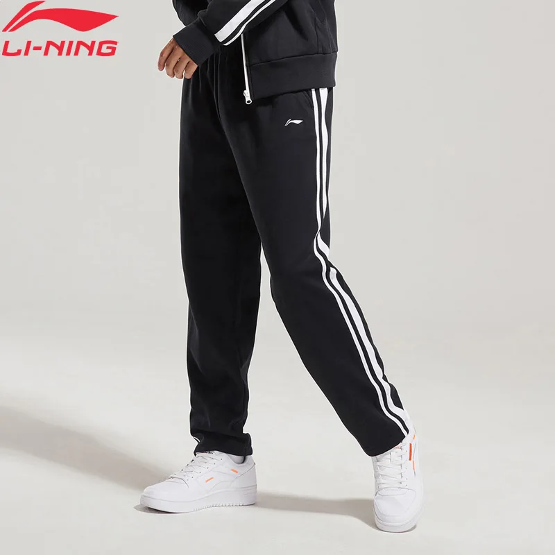 Li-Ning/трендовые спортивные штаны унисекс из 82% хлопка и 18% полиэстера, удобные спортивные штаны с подкладкой AKLN664 MKY413