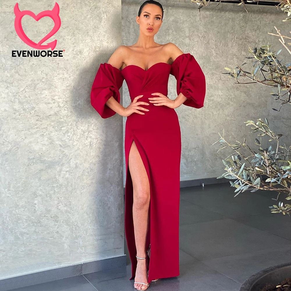 Женское платье с одним воротником evenхуже Красное Облегающее Платье до щиколотки