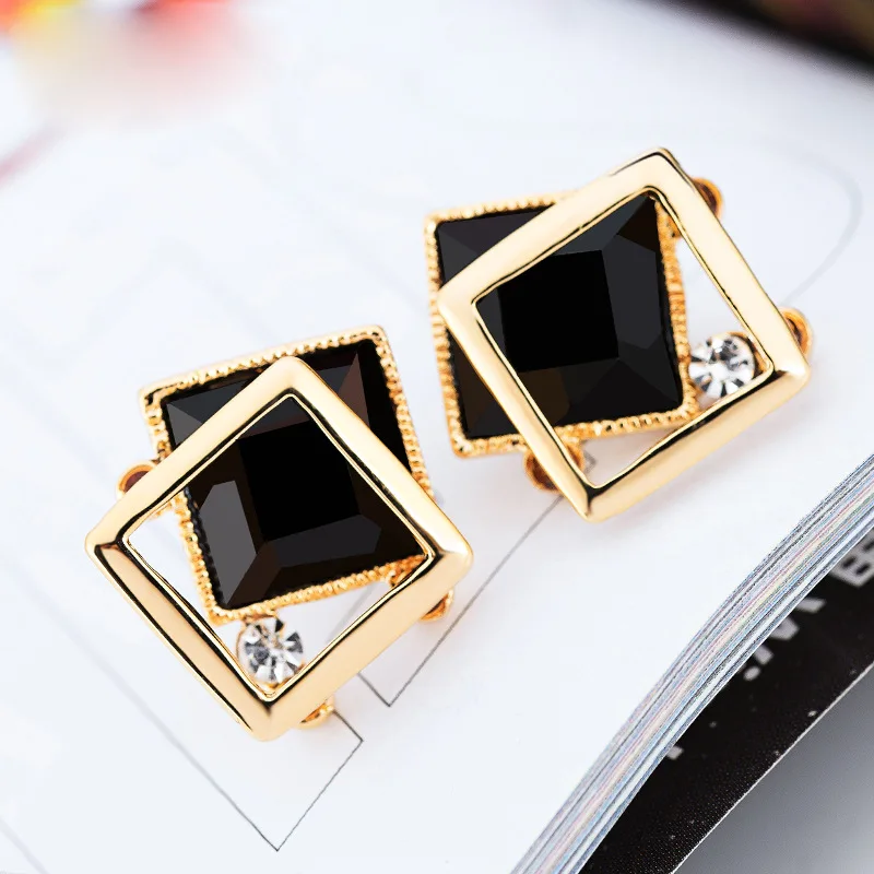 Korean Fashion Hypoallergenic Crystal Square Stud Earrings Gifts for Women Charm Small Earring Jewelry | Украшения и аксессуары