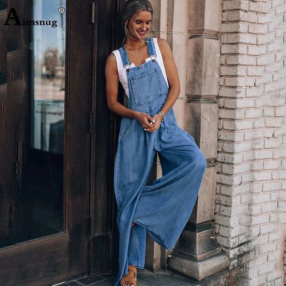 Plus Size Women Fashion Demin Jumpsuits Casual Bodysuits Demin Jean Overalls Dungarees Romper Wide Leg Pants ropa mujer femme