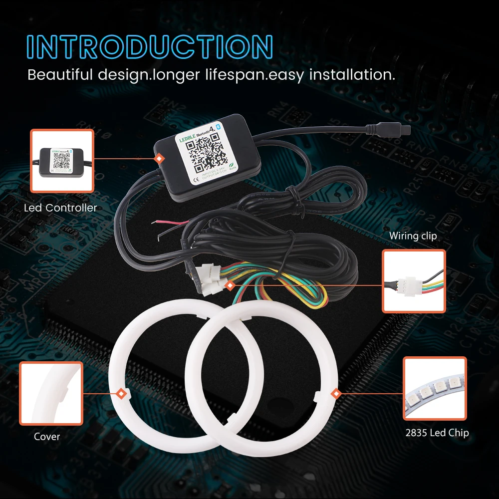 Автомобильные глаза ангела 2 шт./компл. Авто кольца ореола 12 В фара 2835 мотоцикл 80