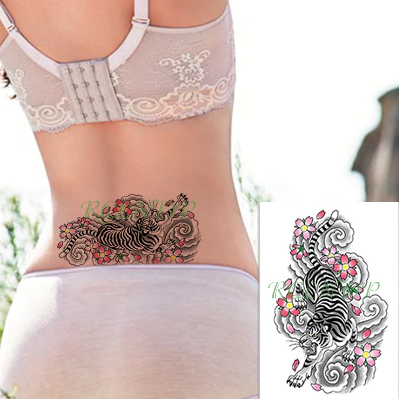 

Waterproof Temporary Tattoo Sticker tiger pink flower clould pattern fake tatto flash tatoo big size body art for girl women men