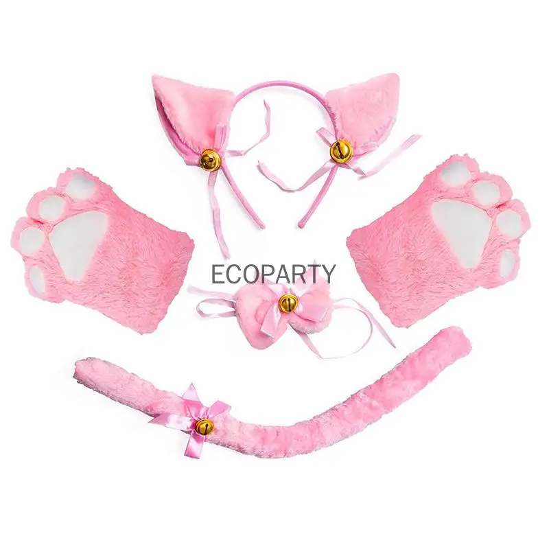 Костюм для косплея кошки котенок хвост уши воротник аксессуар Хэллоуина повязка