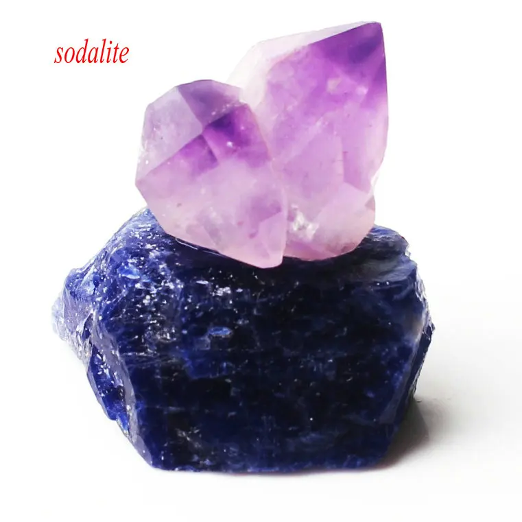 sodalite 1 шт. смешанный природный Аметист Кристалл кластер с рок Грубые каменные минералы образец Рейки Исцеление Декор красочный подарок - Цвет: sodalite