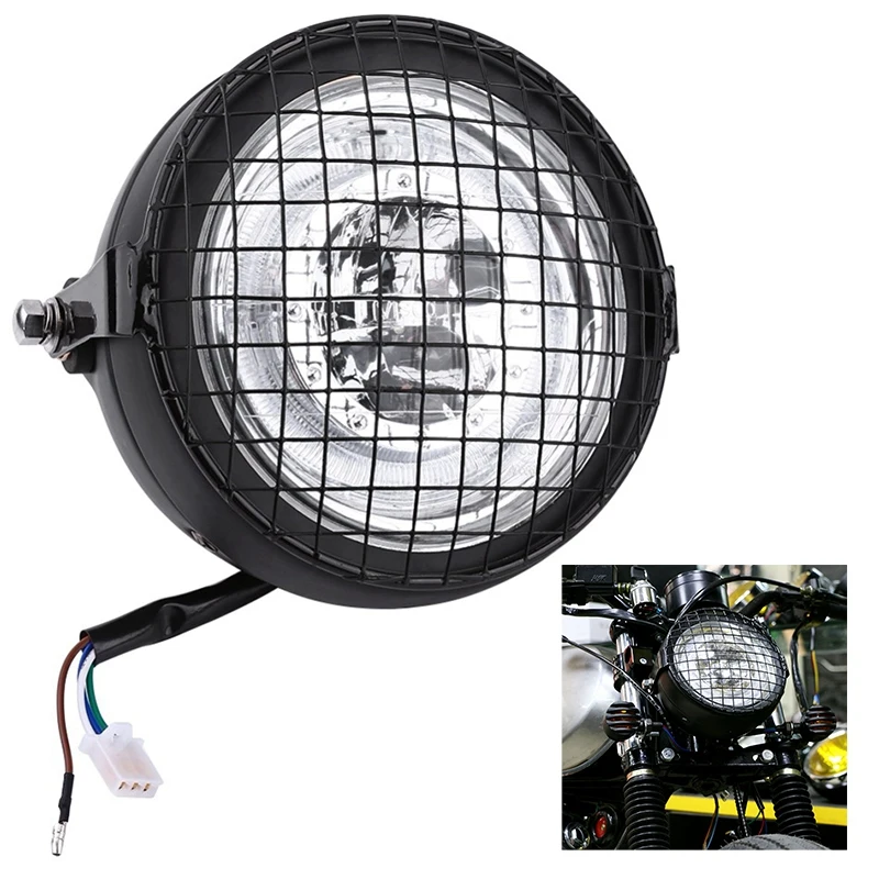 Универсальная передняя фара мотоцикла 6 5 дюйма + сетчатый абажур для CG125 GN125 Cafe Racer