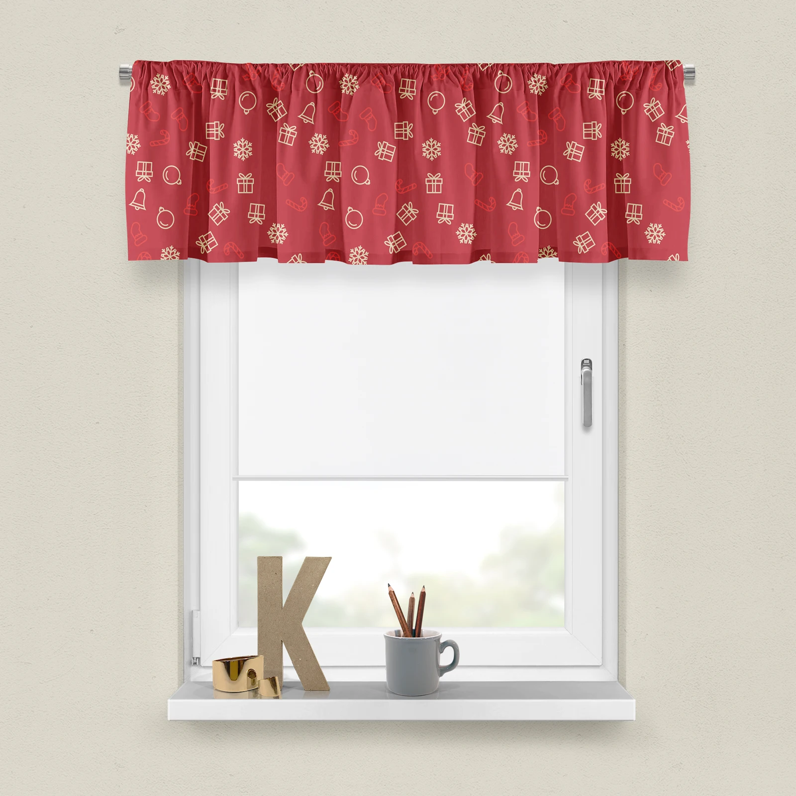 Persianas romanas personalizadas para Navidad, cortinas cortas modernas, coloridas, para ventana peque&ntilde;a, sala de estar, cocina, puerta de armario de almacenamiento-0