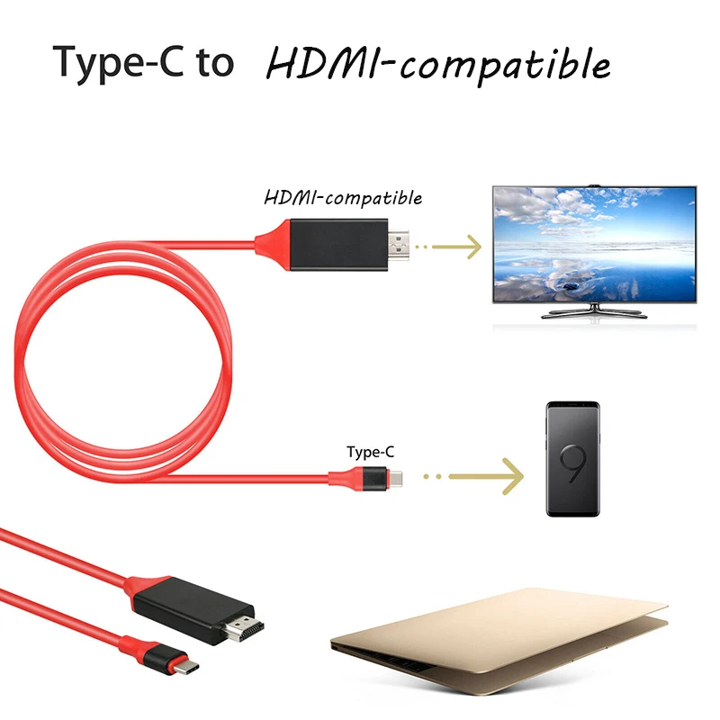 Высокоскоростной кабель 4K HD с разъемами USB Type-C и HDMI 2 м | Электроника