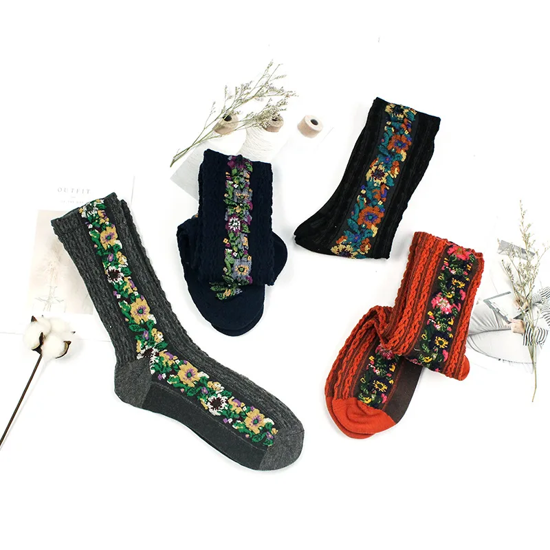 5PCS/LOT Classical Socks Flowers Dress Socks Girl's Famale Cute Socks Spring And Autumn Socks Socks for Women Fashion Cute Socks