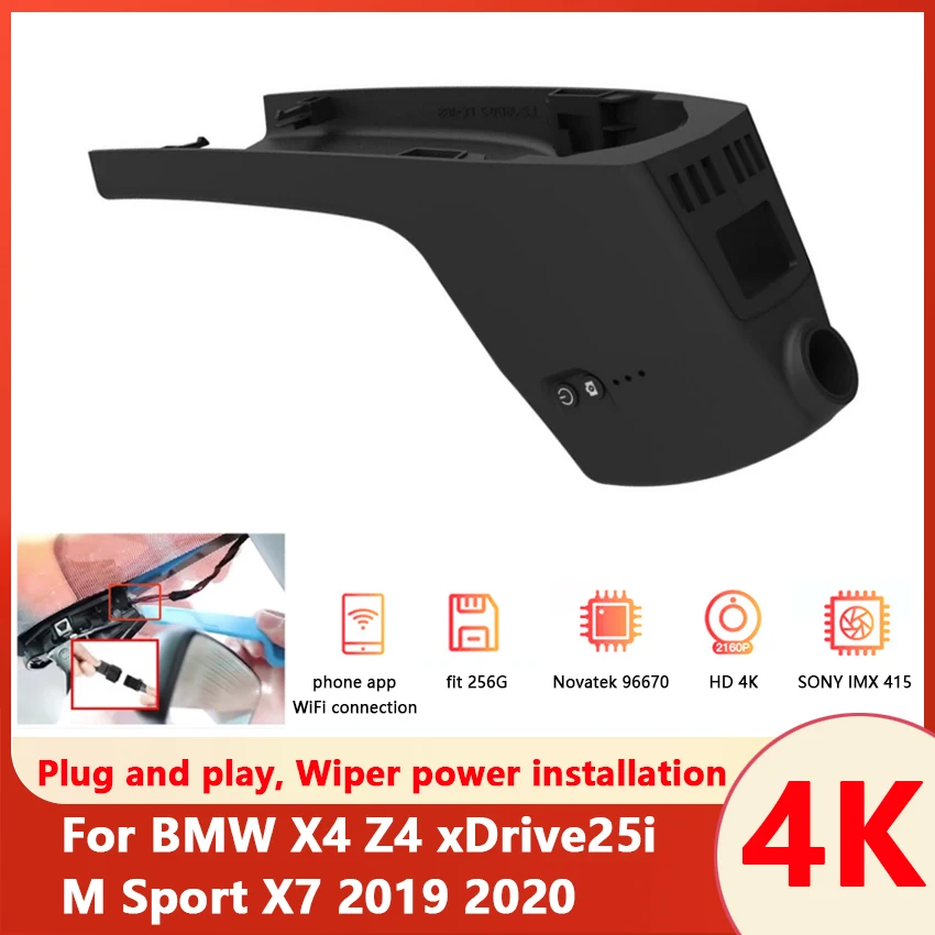 

4K HD Car Driving Recorder Easy to install For BMW X4 Z4 xDrive25i M Sport X7 2019 2020 DVR Wifi Video Recorder Dash Cam Camera