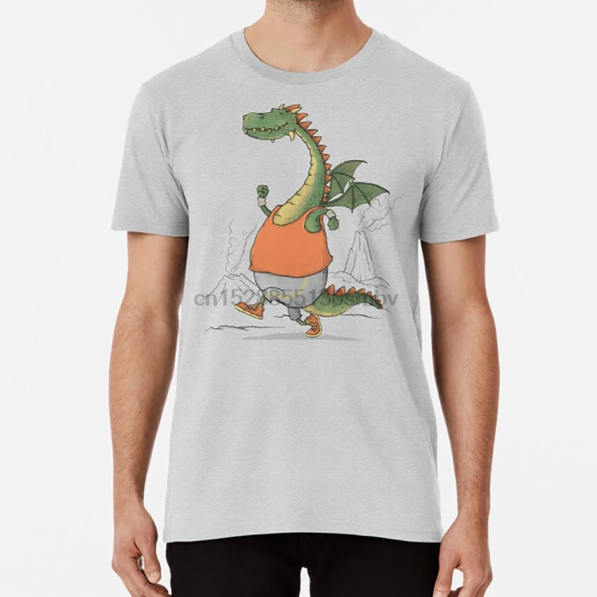 Morning Run футболка бег Утренние Горы Дракон Спортивная забавные животные