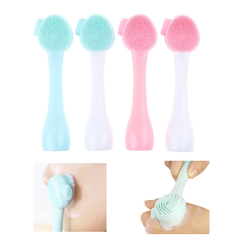 

1pc 3D Face Cleaning Massage Face Wash Product Skin Care Tool Hot Double Side Silicone Face Cleansing Brush Size Portable