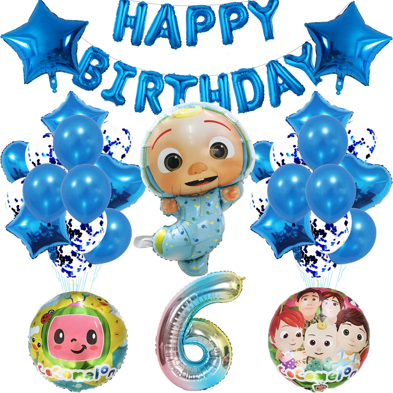 

Cocomelon Theme Aluminum Balloon Set Baby Shower Birthday Party Decor 32inch Balloons Party Supplies Foil Balloons