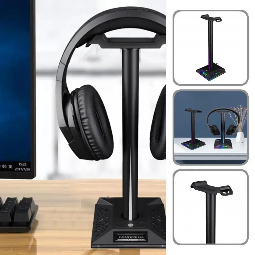 

Compact Stylish Low Power Consumption Game Earphone Placing Stand Lightweight Headphone Stand Plug Play for Gaming