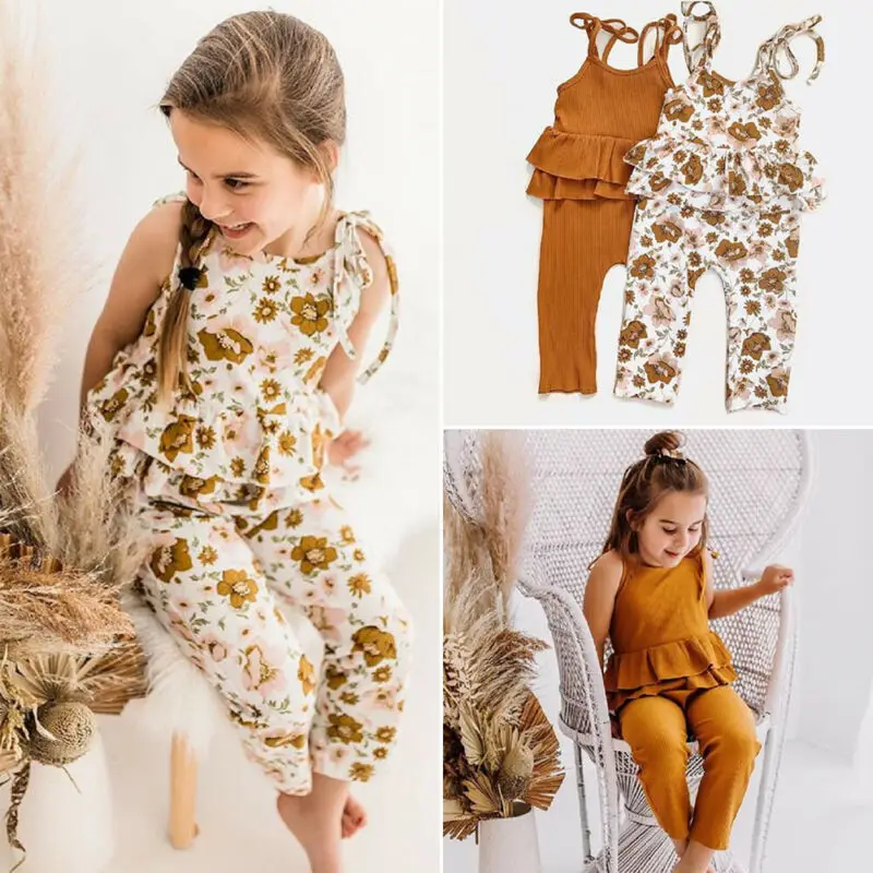 Одежда для новорожденных и маленьких девочек комбинезон с цветочным рисунком