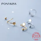 Стильные серьги PONYKISS 100% 925 пробы серебряные милые волнистые серьги для женщин Нежный аксессуар для вечерние шикарный подарок