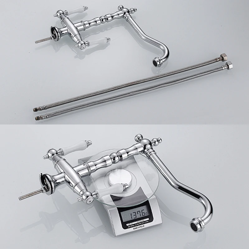 Смеситель горячей и холодной воды на палубе с двумя ручками смесители для