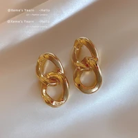 design sense iirregular chain buckle golden earrings korean fashion jewelry for woman gilrs party exaggerated accessories gift