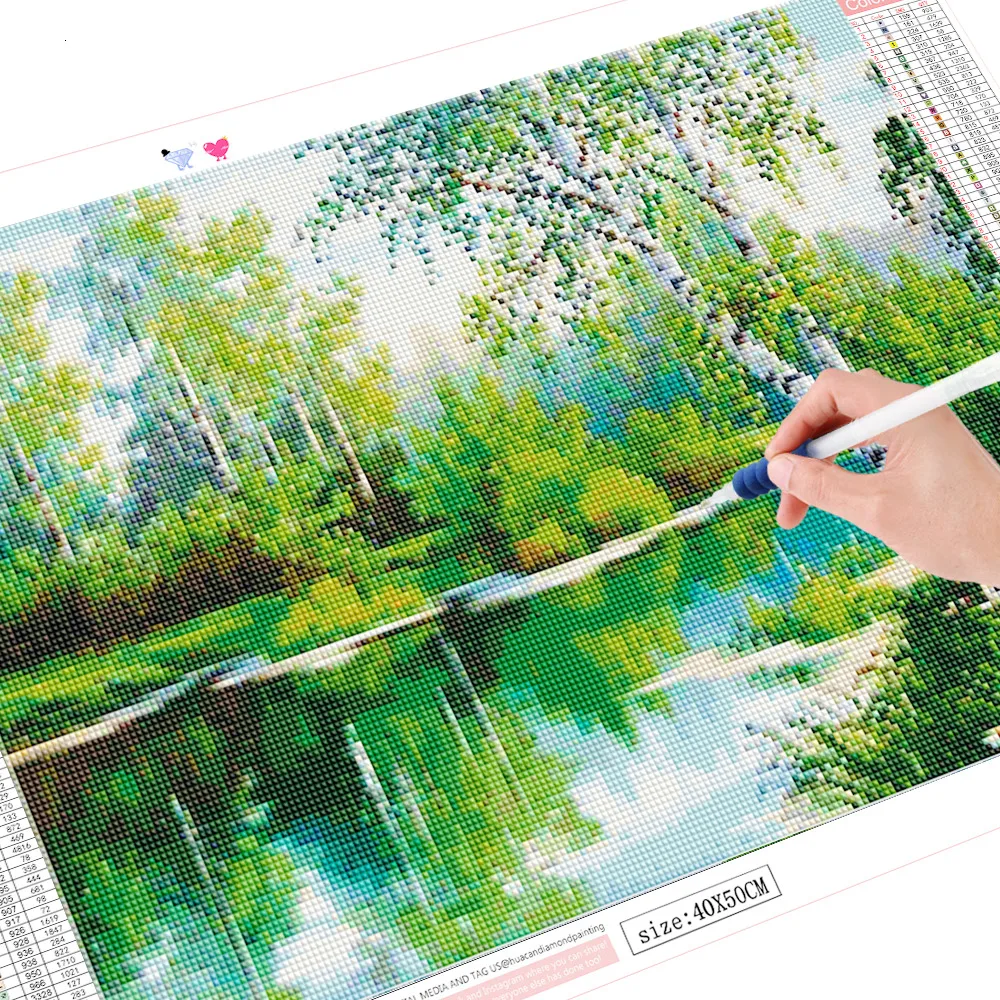 haucan DIY 5D алмазная живописи дерево шитья судов подарок полной площади мозаики вышивки пейзажи интерьера f1103 алмазов