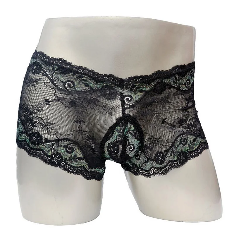 5 цветов новинка мужские кружевные трусы-боксеры прозрачные трусы дышащие